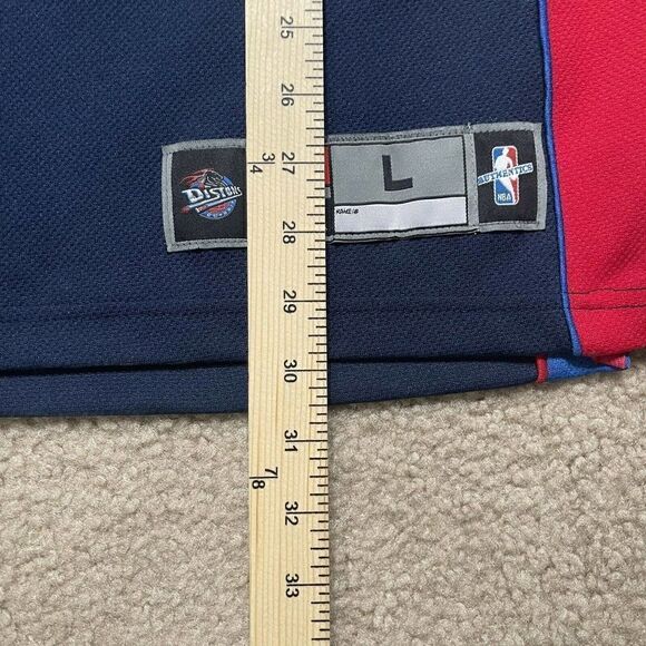 Vintage Nike NBA Authentics Detroit Pistons Team Jersey Pull Over Blue Large - Picture 8 of 10